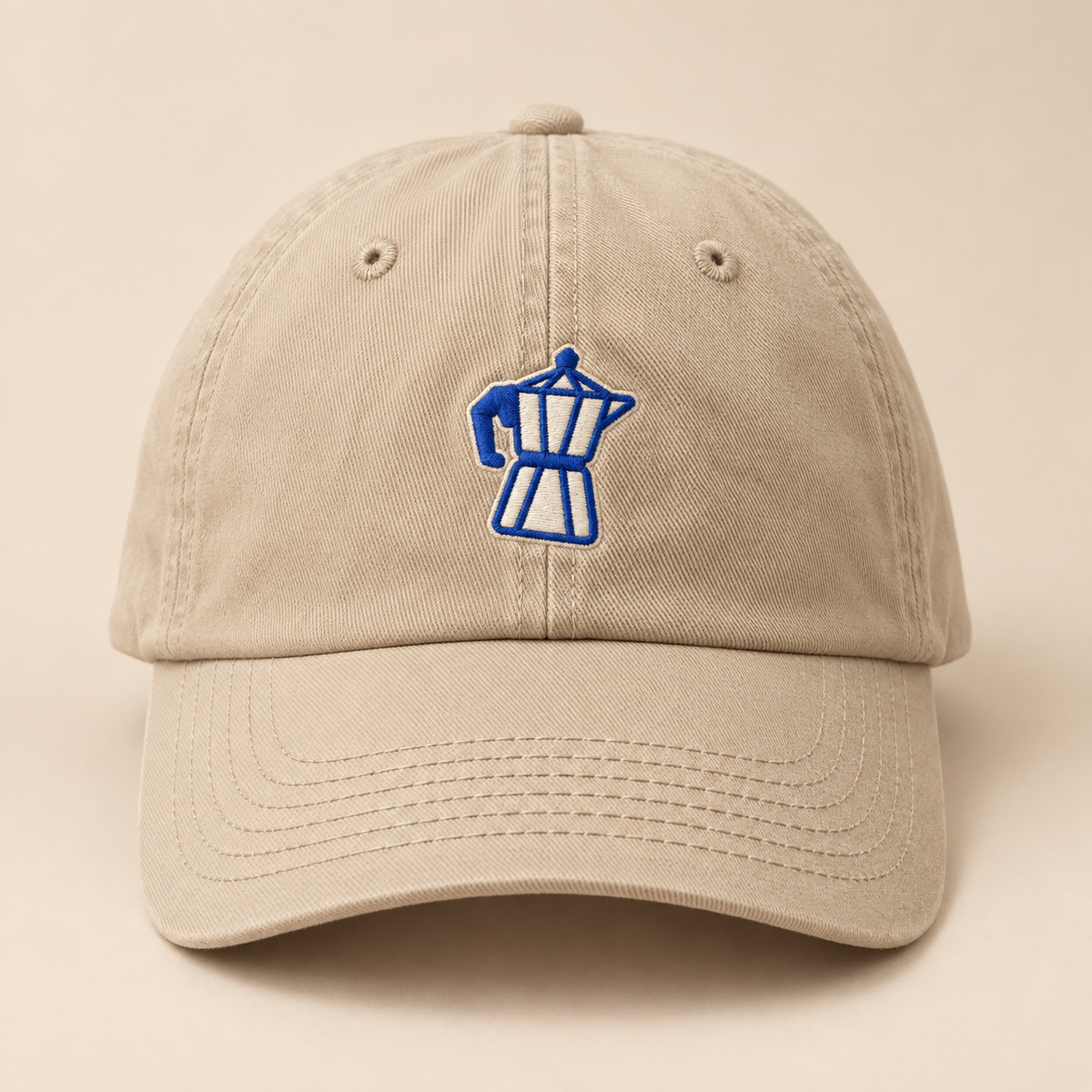 MOMO Gorra Beige con cafetera moka (italian Press)