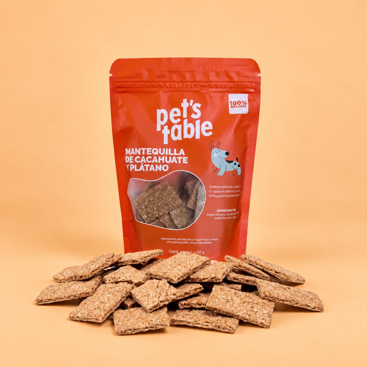 Pet's table sabor cacahuate - Sin Gluten, Sin Aditivos, Sin Conservadores